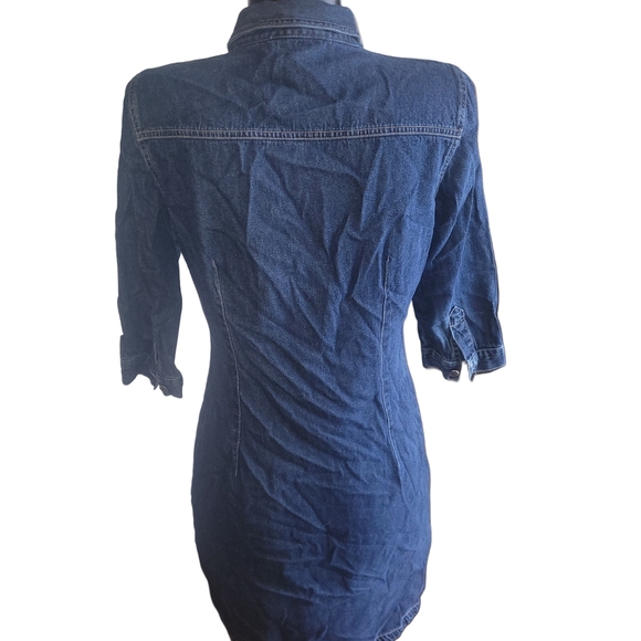Contrast Denim Button-Up Shirt Style Dress 9 - Picture 6 of 7